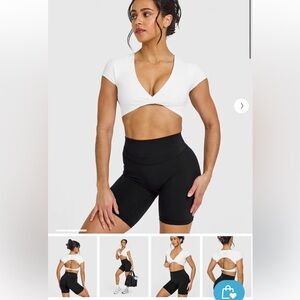 Oner Active Unified Twist Front Short Sleeve Crop Top
Color: White